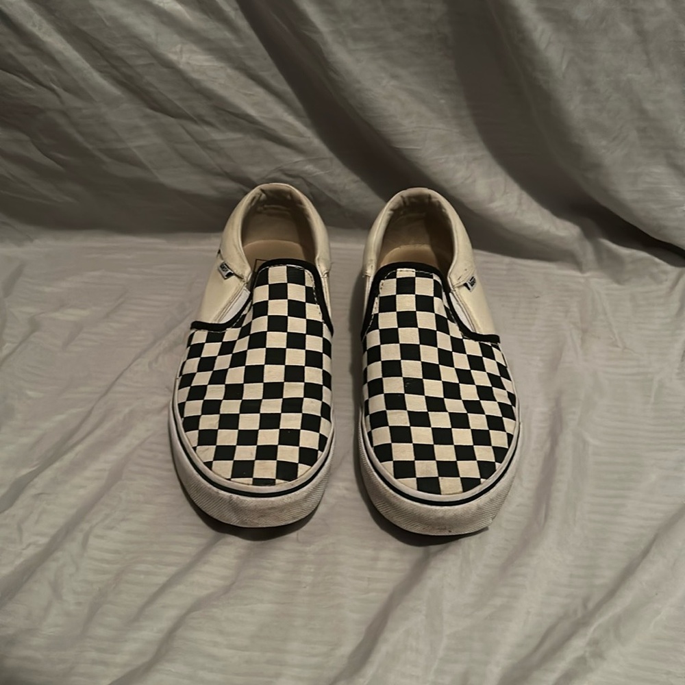 B&W Checkered slip-on Vans shoes size 10 women/8.5 mens skater shoes